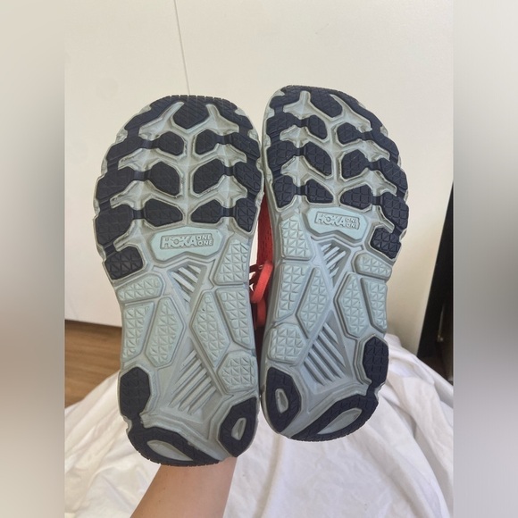 Hoka One One Clifton Lace-up Sneakers Red Fiesta Mesh US Size 8 - Picture 8 of 15